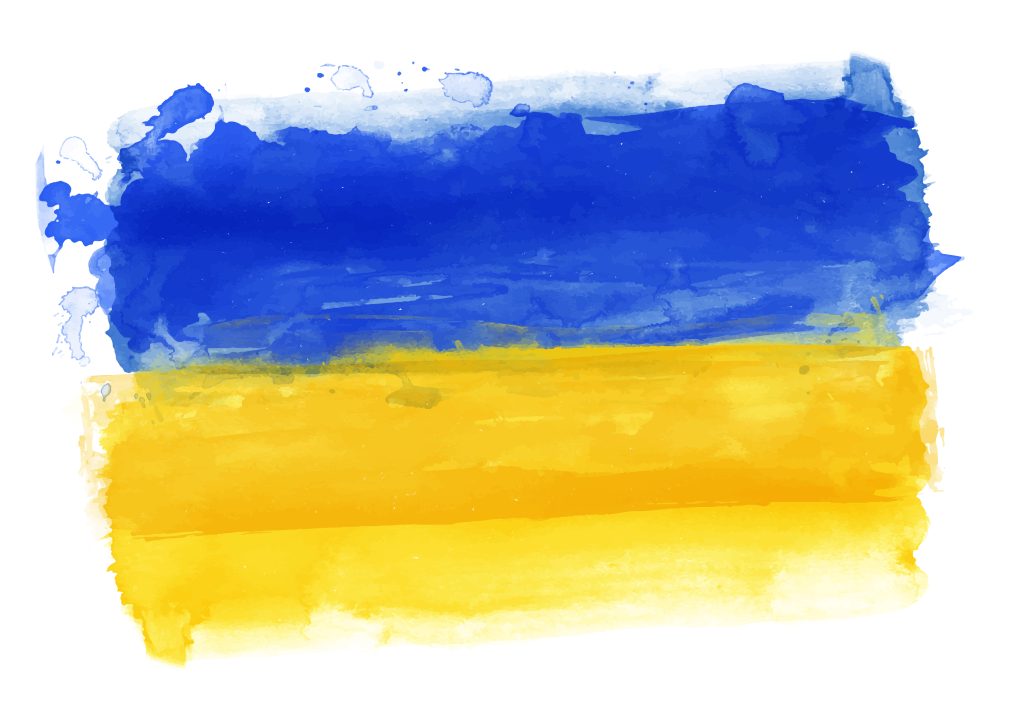 Ręcznie malowana akwarelami niebiesko-żółta flaga Ukrainy