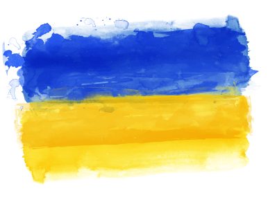 Ręcznie malowana akwarelami niebiesko-żółta flaga Ukrainy