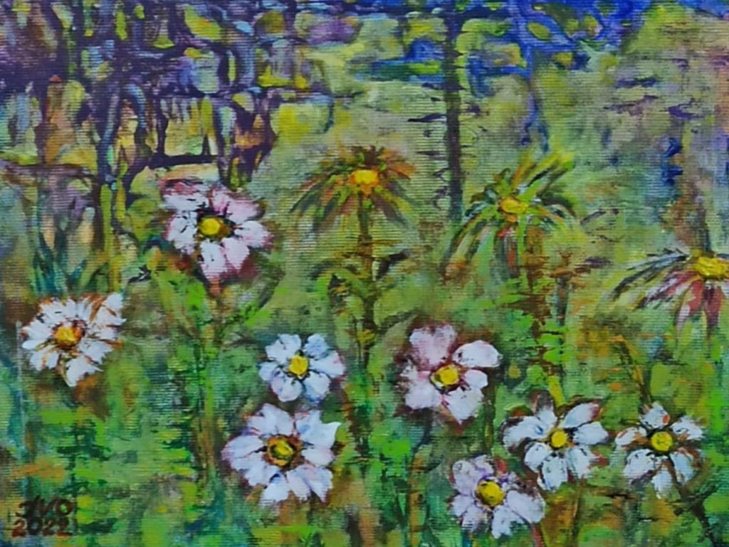 Plakat informujący o wernisażu wystawy malarstwa Iwony Stobińskiej