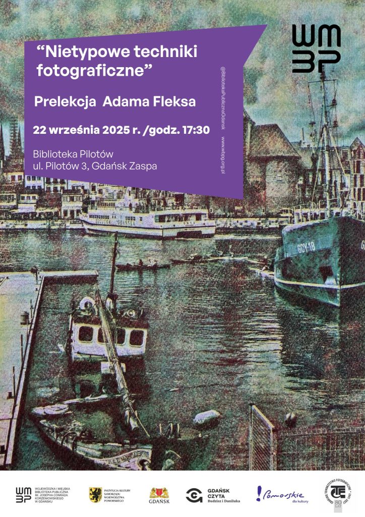 Plakat informujący o prelekcji Adama Fleksa.