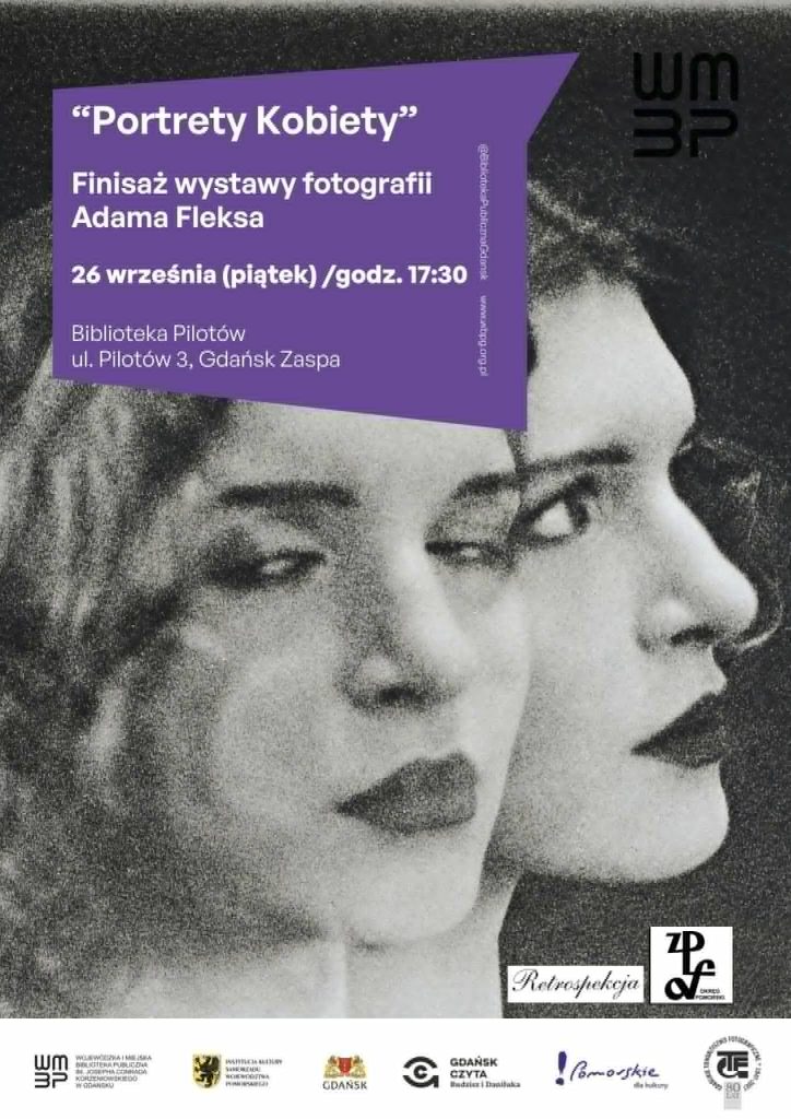 Plakat informujący o finisażu wystawy fotografii Adama Fleksa