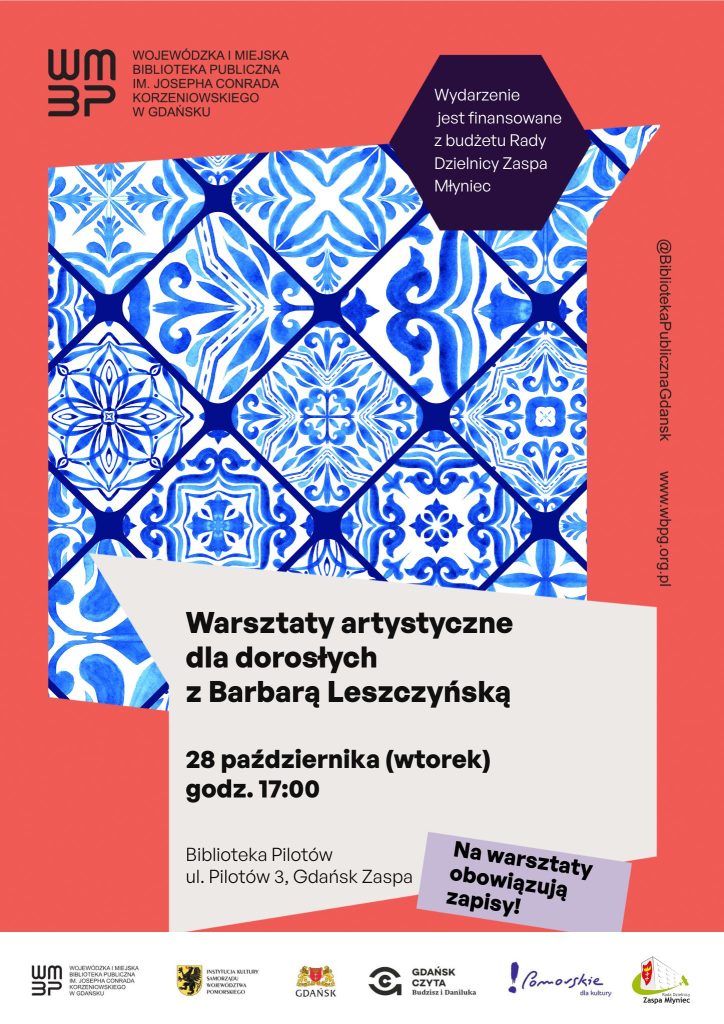 Plakat informujący o warsztatach artystycznych dla dorosłych z Barbarą Leszczyńską