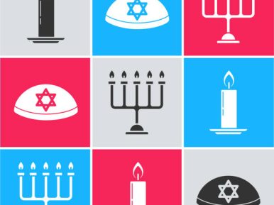 mozaika z symboli żydowskich na planie kwadratu