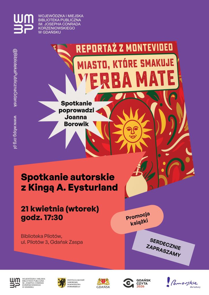 Plakat informujący o spotkaniu autorskim z Kingą A. Eysturland