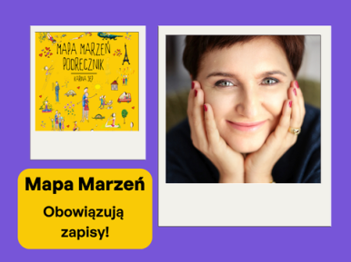 Zdjęcie uśmiechniętej Kariny Sęp i okładka jej książki