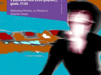 Plakat informujący o wernisażu wystawy prac Wojciecha Milewskiego. W tle plakatu kolorowe zdjęcie jednej z prac autora.